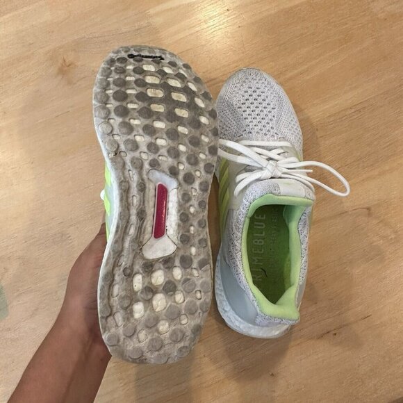 Adidas Primeblue Sneakers Womens Sz 6.5 White Green Stripe Running Shoe Athletic - Picture 8 of 9